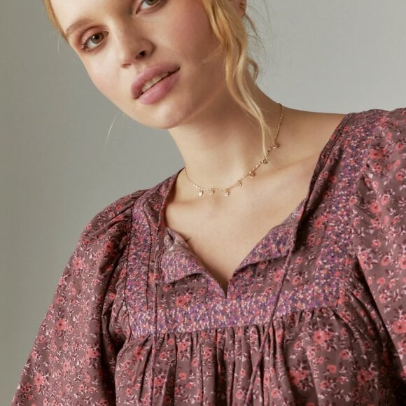 Lucky Brand Mix Print Peasant Top, XS, Multicolor - Picture 3 of 5